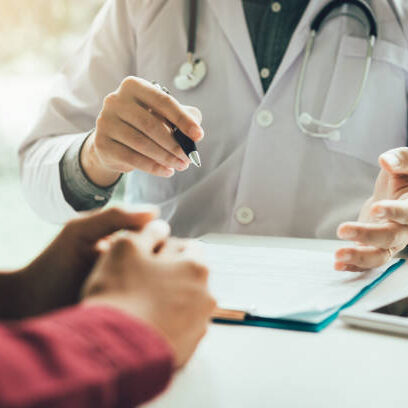 Doctor talking to the patient about menopause and treatment in future.